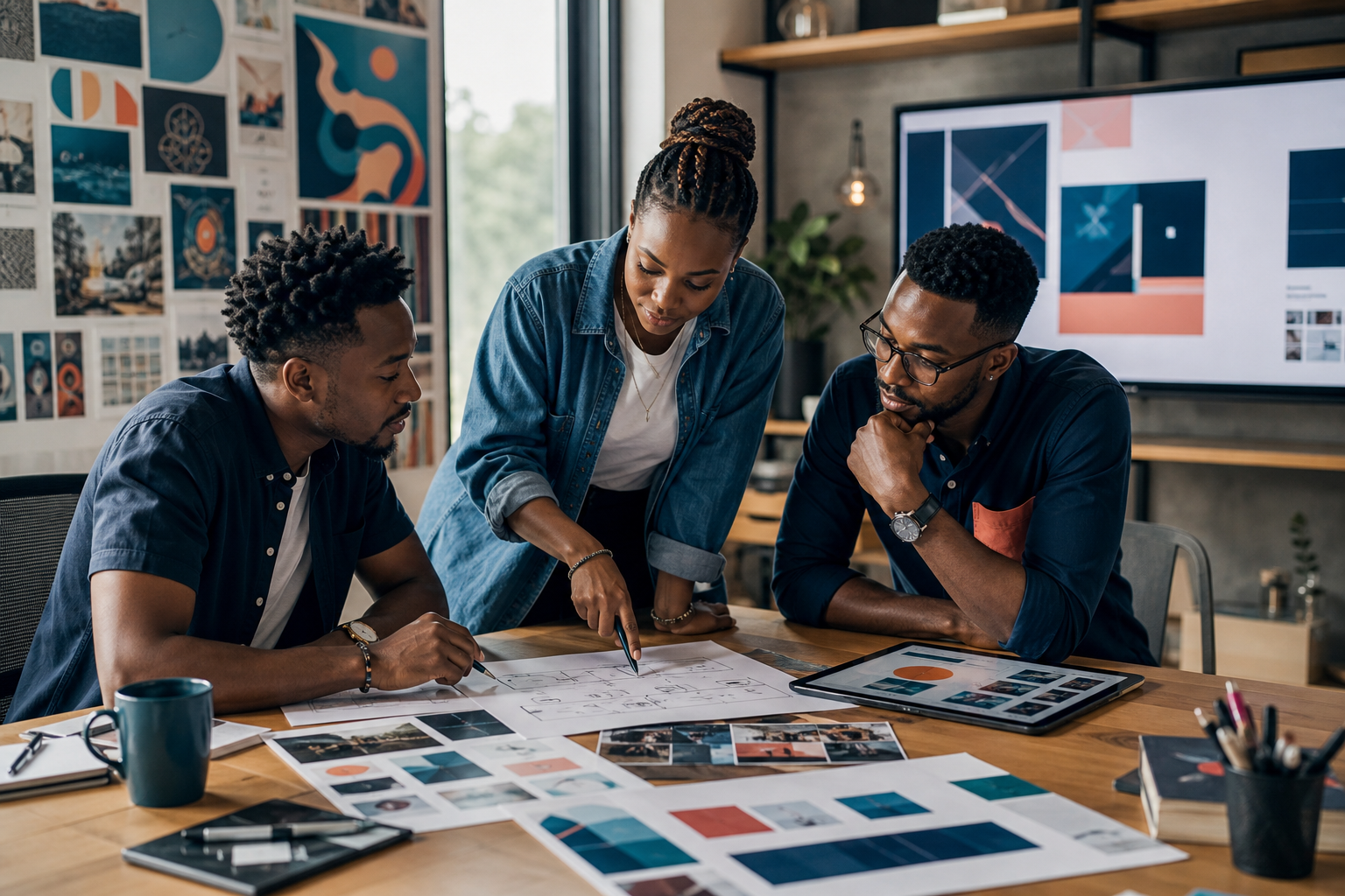 Creative team developing a brand and digital communication strategy